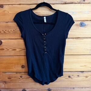 Free People Intimately Basic Black T-Shit Small
